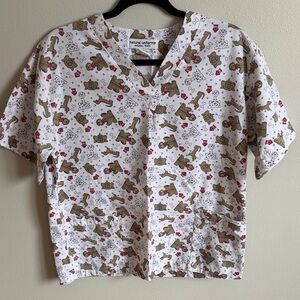 Natural Uniforms Women’s Dog Print Scrub Top Size XS